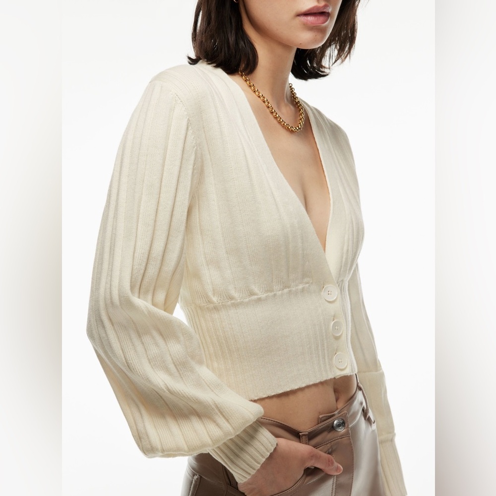 Wilfred Cream Ribbed Cardigan